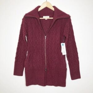 TREASURE & BOND Cable Knit Zip Cardigan 